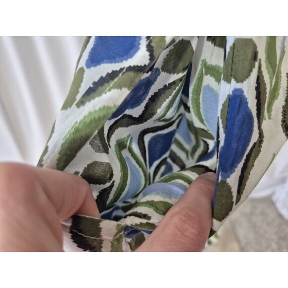 Anthropologie Womens Blue Motif Long-Sleeve V-Neck Ruffle Mini Dress Large - Picture 9 of 13